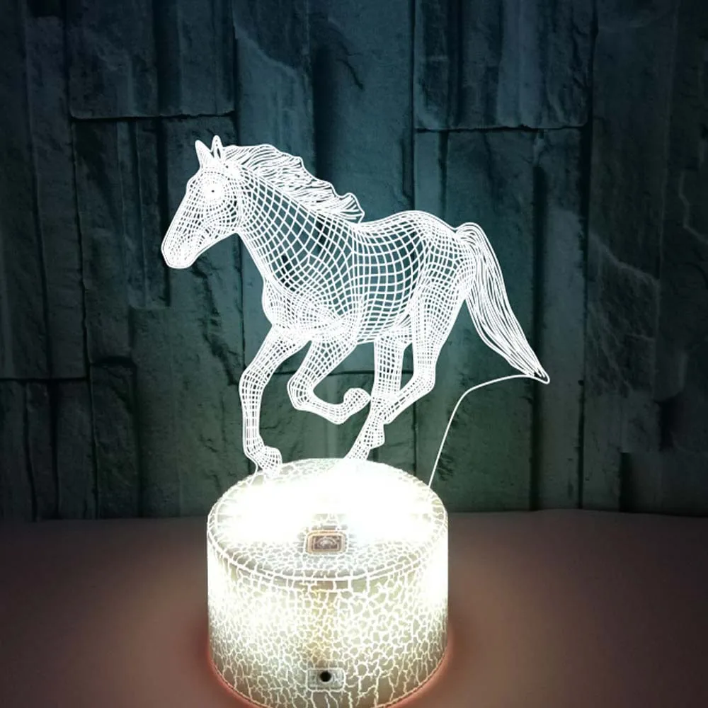 Children's 3D Illusion Horse LED Night Light, Abajur para Quarto, Feriado, Luzes de Natal, Presentes de Decoração para Crianças Children's 3D Illusion Horse LED Night Light, Abajur para Quarto, Feriado, Luzes de Natal, Presentes de Decoração para Crianças