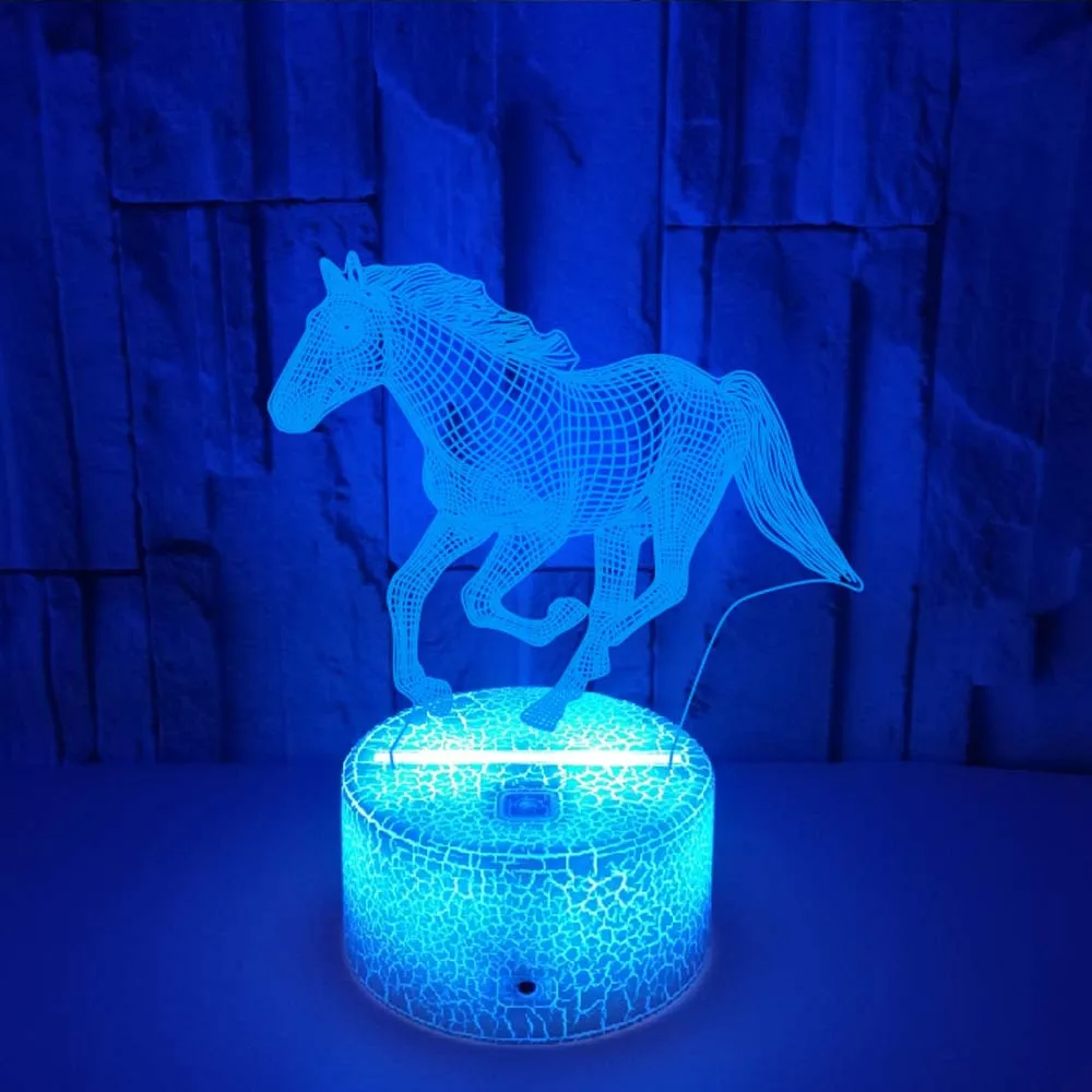 Children's 3D Illusion Horse LED Night Light, Abajur para Quarto, Feriado, Luzes de Natal, Presentes de Decoração para Crianças Children's 3D Illusion Horse LED Night Light, Abajur para Quarto, Feriado, Luzes de Natal, Presentes de Decoração para Crianças