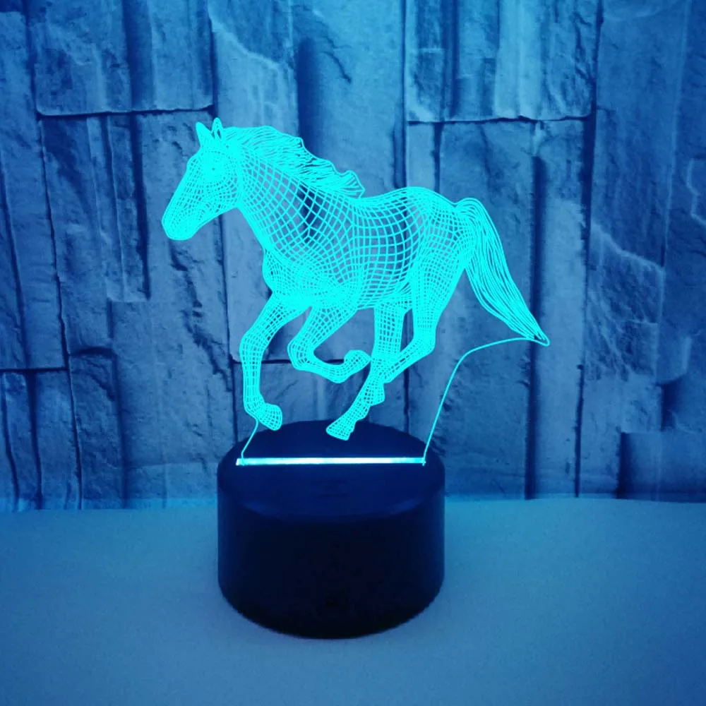 Children's 3D Illusion Horse LED Night Light, Abajur para Quarto, Feriado, Luzes de Natal, Presentes de Decoração para Crianças Children's 3D Illusion Horse LED Night Light, Abajur para Quarto, Feriado, Luzes de Natal, Presentes de Decoração para Crianças