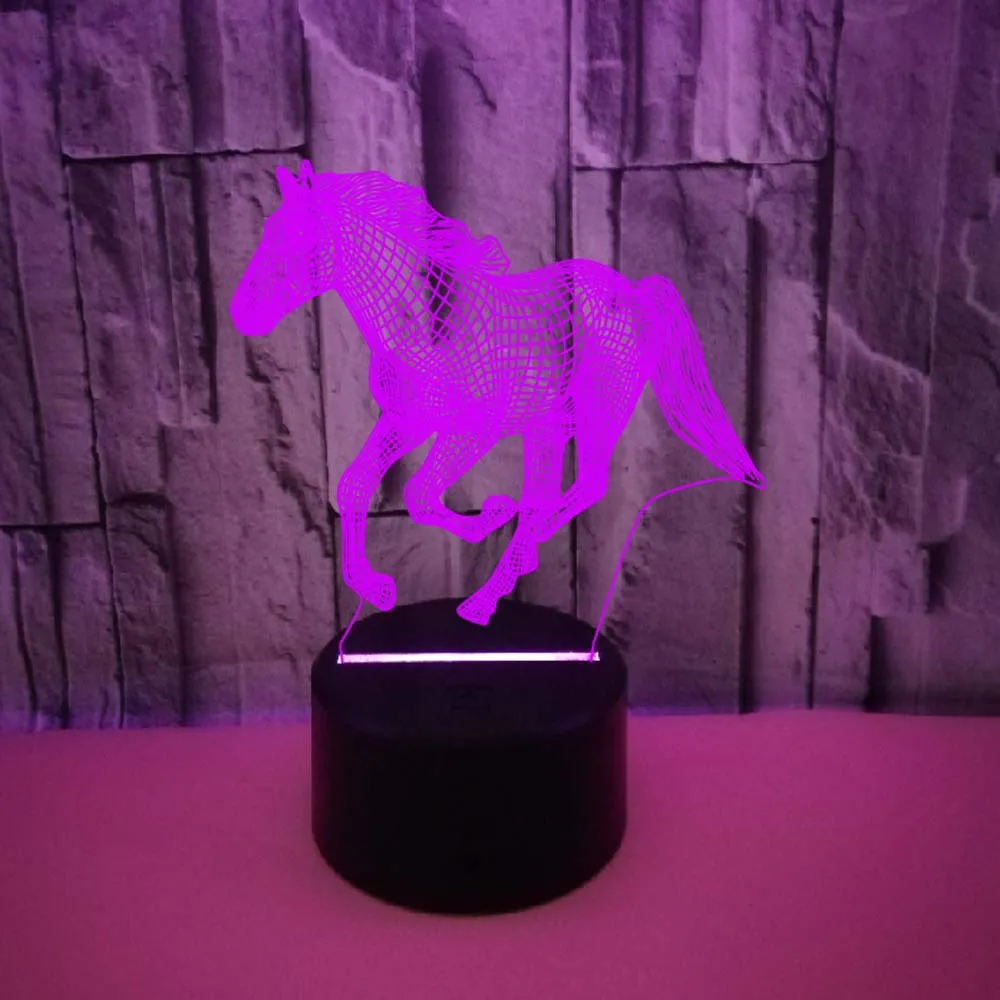 Children's 3D Illusion Horse LED Night Light, Abajur para Quarto, Feriado, Luzes de Natal, Presentes de Decoração para Crianças Children's 3D Illusion Horse LED Night Light, Abajur para Quarto, Feriado, Luzes de Natal, Presentes de Decoração para Crianças