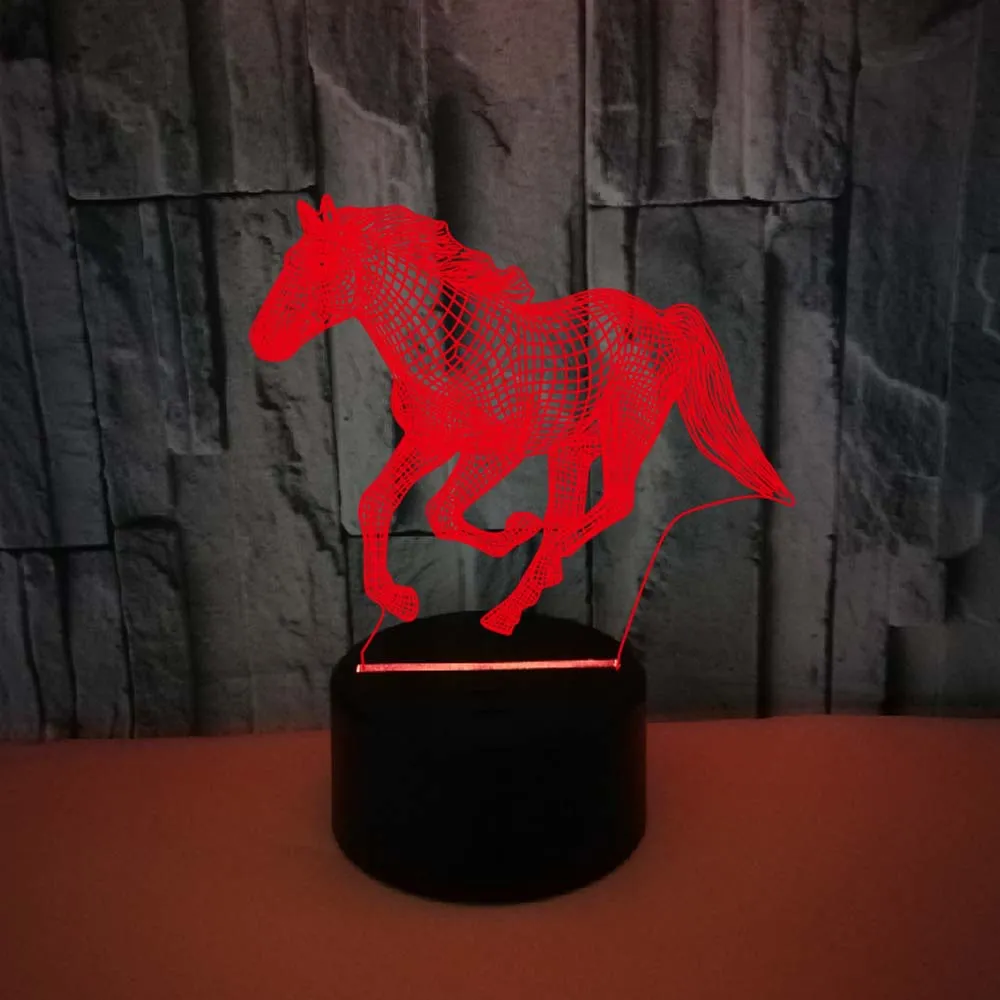 Children's 3D Illusion Horse LED Night Light, Abajur para Quarto, Feriado, Luzes de Natal, Presentes de Decoração para Crianças Children's 3D Illusion Horse LED Night Light, Abajur para Quarto, Feriado, Luzes de Natal, Presentes de Decoração para Crianças