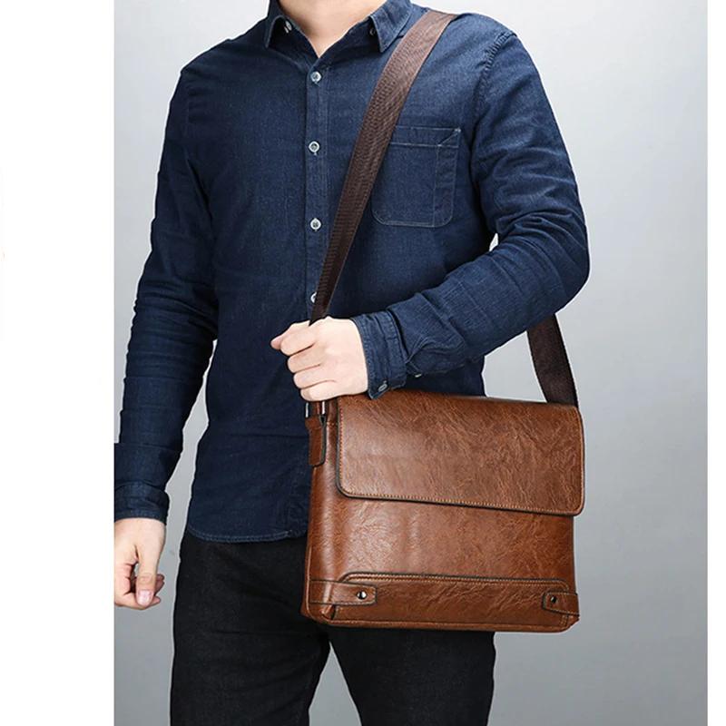 Maleta de couro PU para homens, bolsa de ombro, bolsa mensageiro, crossbody, designer lateral, negócios, pendulares, laptop, executivo, negócios, sacola, Boston