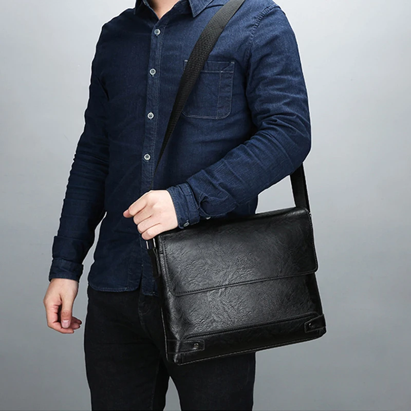 Maleta de couro PU para homens, bolsa de ombro, bolsa mensageiro, crossbody, designer lateral, negócios, pendulares, laptop, executivo, negócios, sacola, Boston