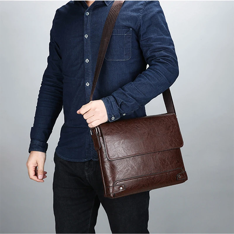 Maleta de couro PU para homens, bolsa de ombro, bolsa mensageiro, crossbody, designer lateral, negócios, pendulares, laptop, executivo, negócios, sacola, Boston