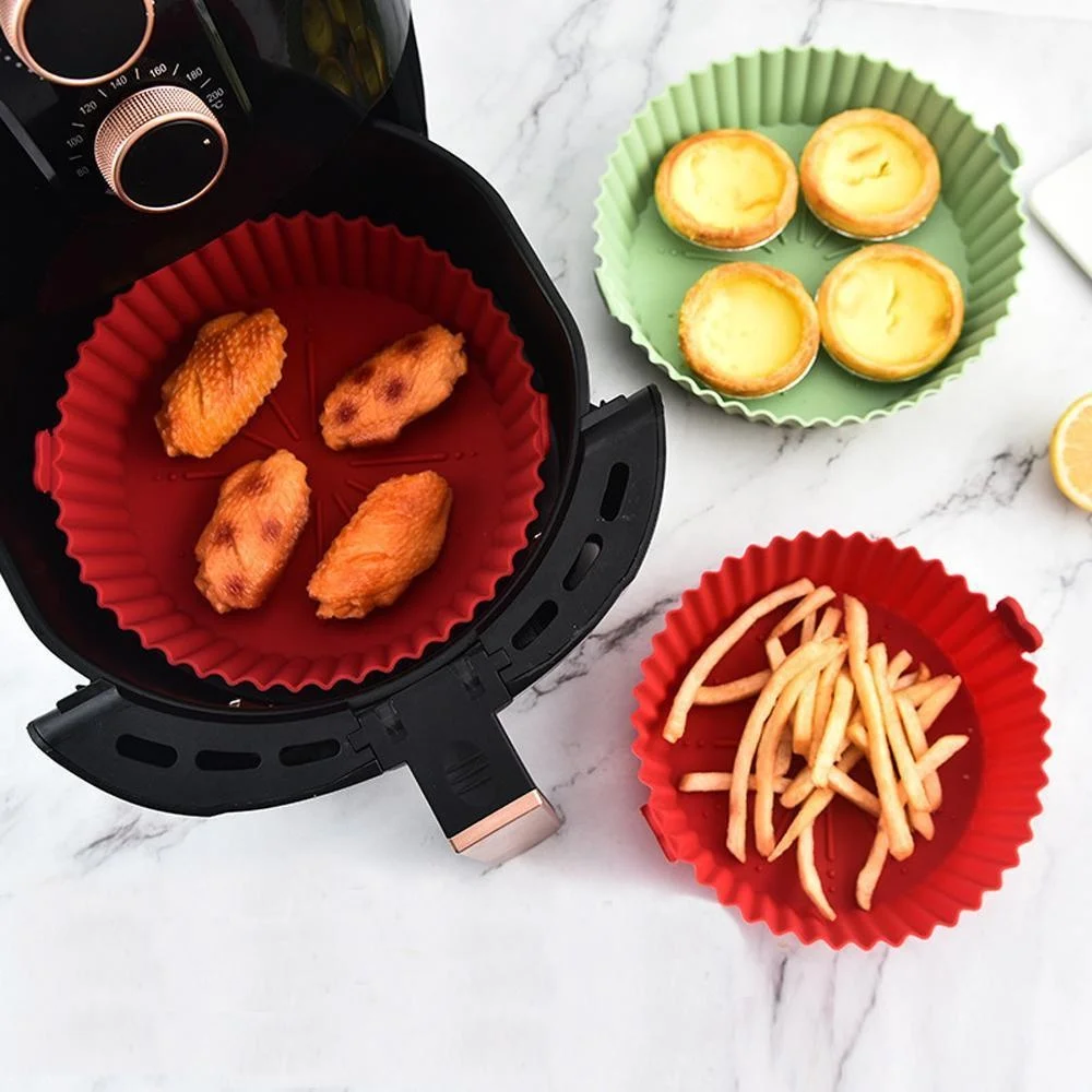 Air Fryer Silicone Liners Pot, cesta Airfryer, substituição do papel pergaminho inflamável, bandeja de cozimento reutilizável, acessórios de forno