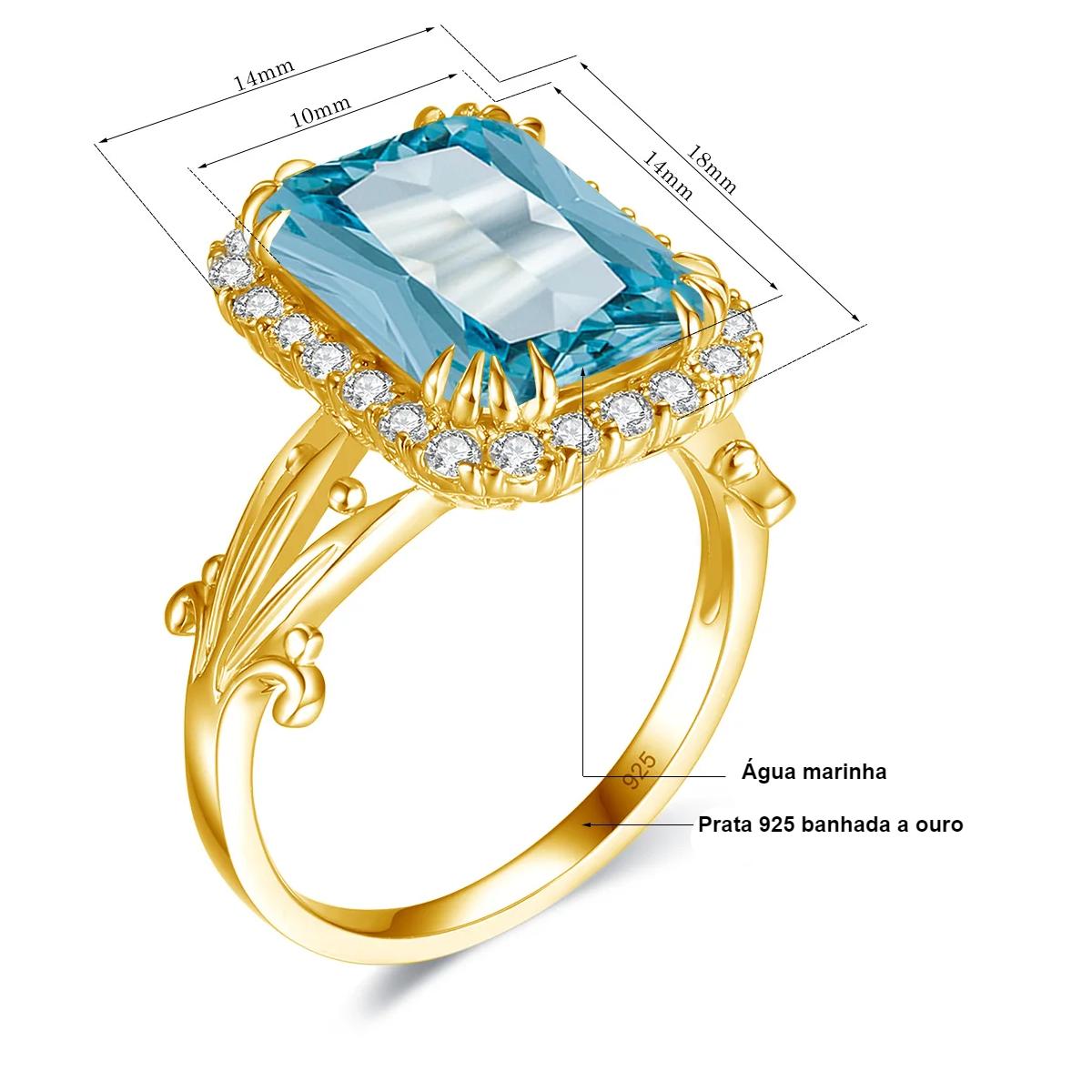 Szjinao High Quality Woman Ring 925 Sterling Silver Aquamarine Rings Gold Plated Luxury Elegant Banquet Party Fine Jewelry Szjinao High Quality Woman Ring 925 Sterling Silver Aquamarine Rings Gold Plated Luxury Elegant Banquet Party Fine Jewelry