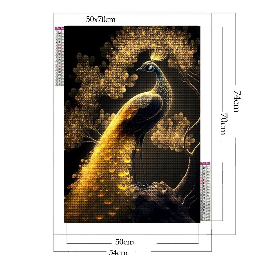 Golden Peacock DIY Diamond Painting Bird Full square round New 2024 Cross Stitch Mosaic Diamond Embroidery For Home Decor