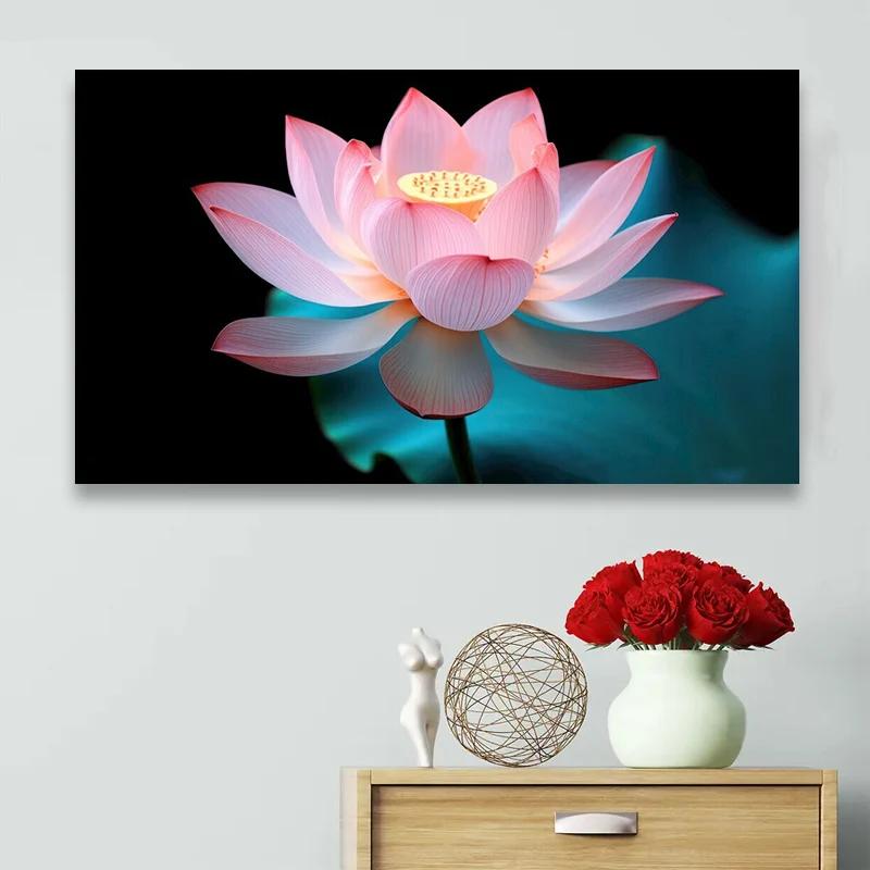 Natural Rain Lotus Leaves Flower Poster and Prints Modern Canvas Painting Wall Art Pictures For Living Room Decor No Frame