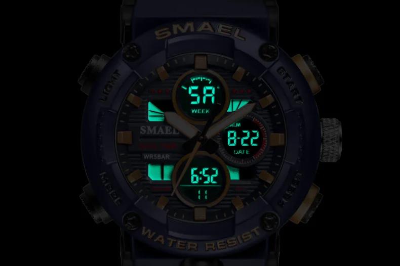 SMAEL Sport Watch Men Waterproof LED Digital Watches Stopwatch Big Dial Clock For Male 8038 relogio masculino Men Watches Quartz